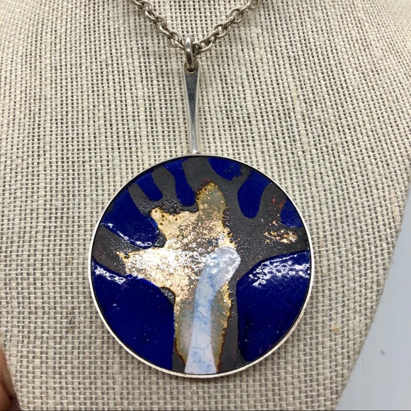 Sold! BORGE NIELSEN Enamel Necklace Pendant - Picture 2 of 6